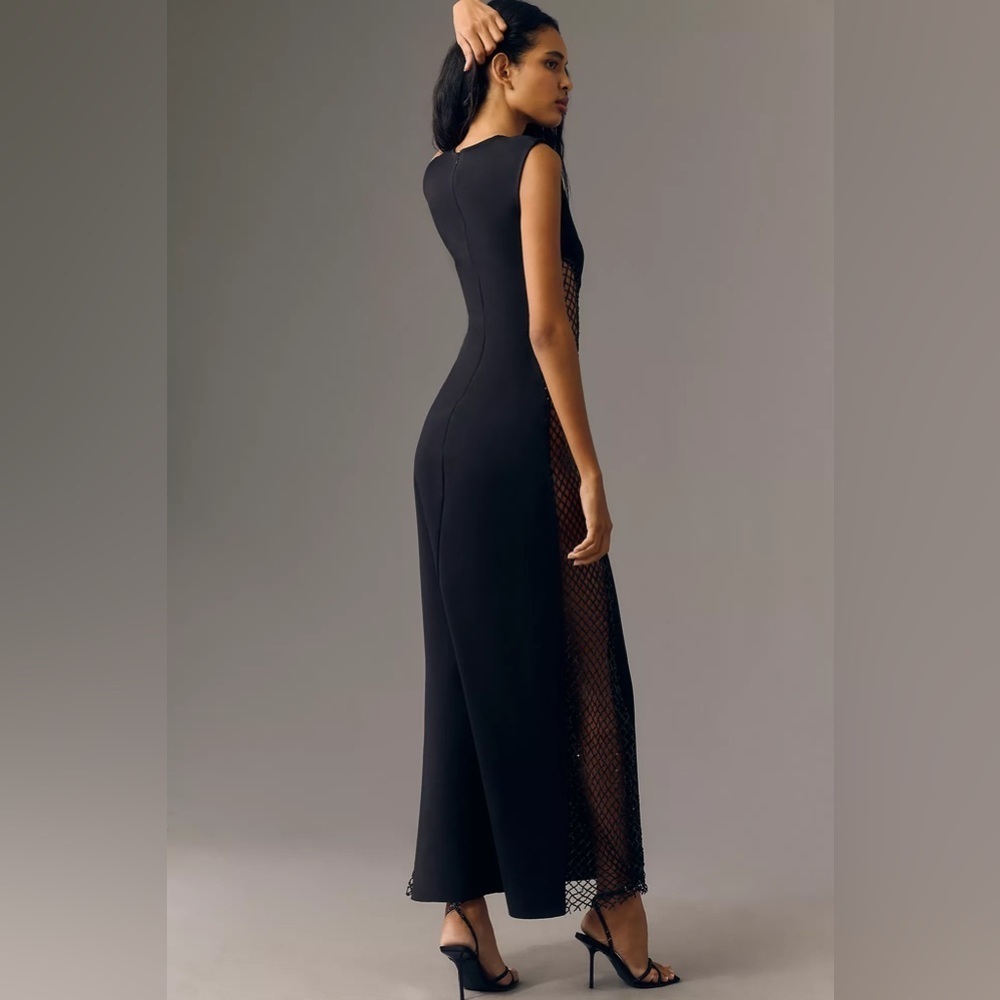NWT Delfi Collective Sleeveless Sheer-Side Maxi Dress - Picture 3 of 5